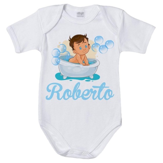 Body neonato personalizzato con nome bimbo nella vasca Divertenti
