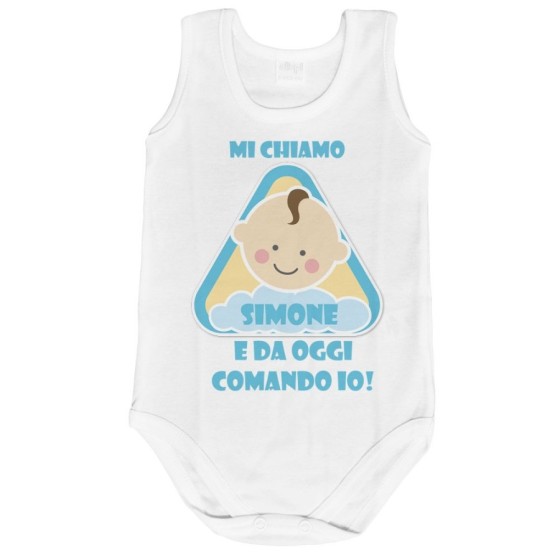 Body neonato personalizzato con nome eccomi e da oggi comando io Divertenti