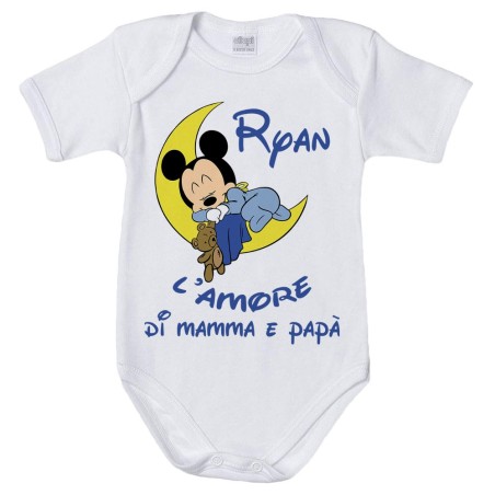 Body neonato personalizzato con nome baby topolino...
