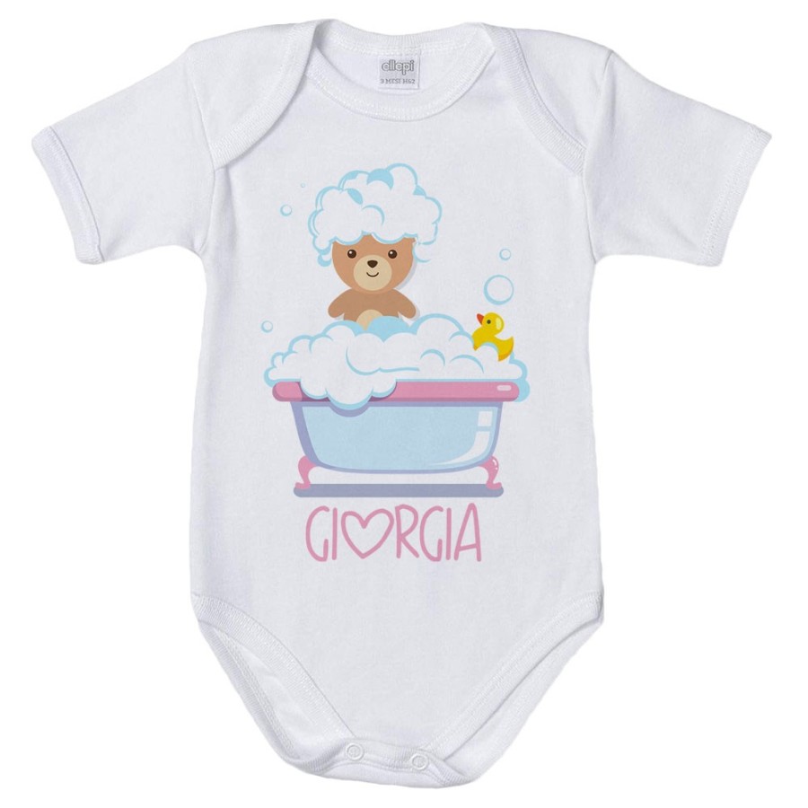 Body neonato personalizzato con nome baby bear con paperella Divertenti