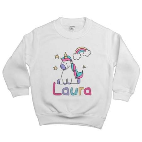 Felpa bambino personalizzata con nome unicorno con...