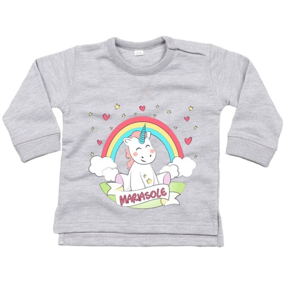 Felpa neonato personalizzata con nome piccolo unicorno Unicorni