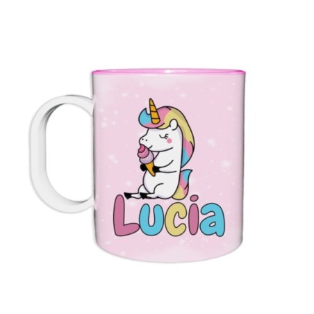 Tazza in plastica personalizzata con nome unicorno con...
