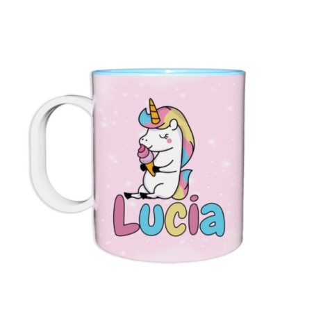 Tazza in plastica personalizzata con nome unicorno con gelato Unicorni