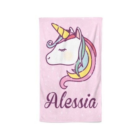 Asciugamani personalizzato con nome unicorno magico