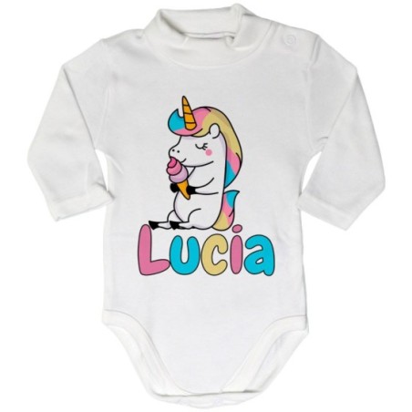 Body lupetto neonato personalizzato con nome unicorno con...