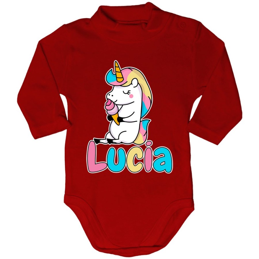 Body lupetto neonato personalizzato con nome unicorno con gelato Unicorni
