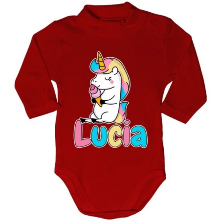 Body lupetto neonato personalizzato con nome unicorno con gelato Unicorni
