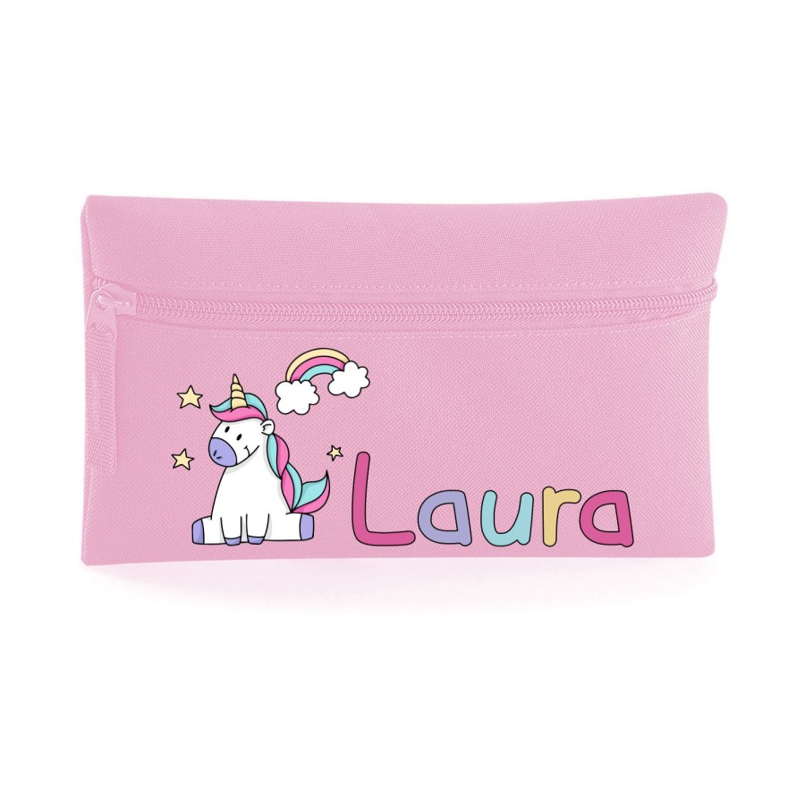 Astuccio personalizzato con nome unicorno con arcobaleno e stelle Unicorni