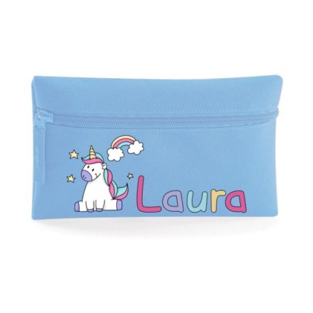 Astuccio personalizzato con nome unicorno con arcobaleno e stelle Unicorni