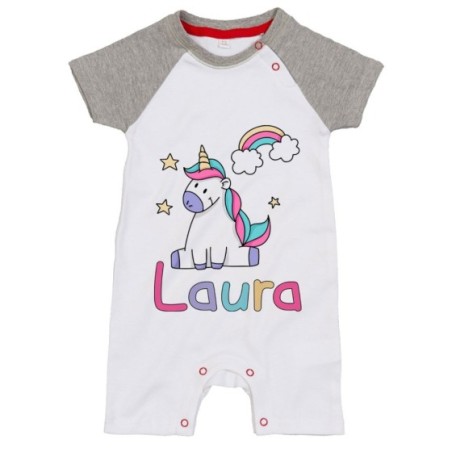Pagliaccetto neonato personalizzato con nome unicorno con...