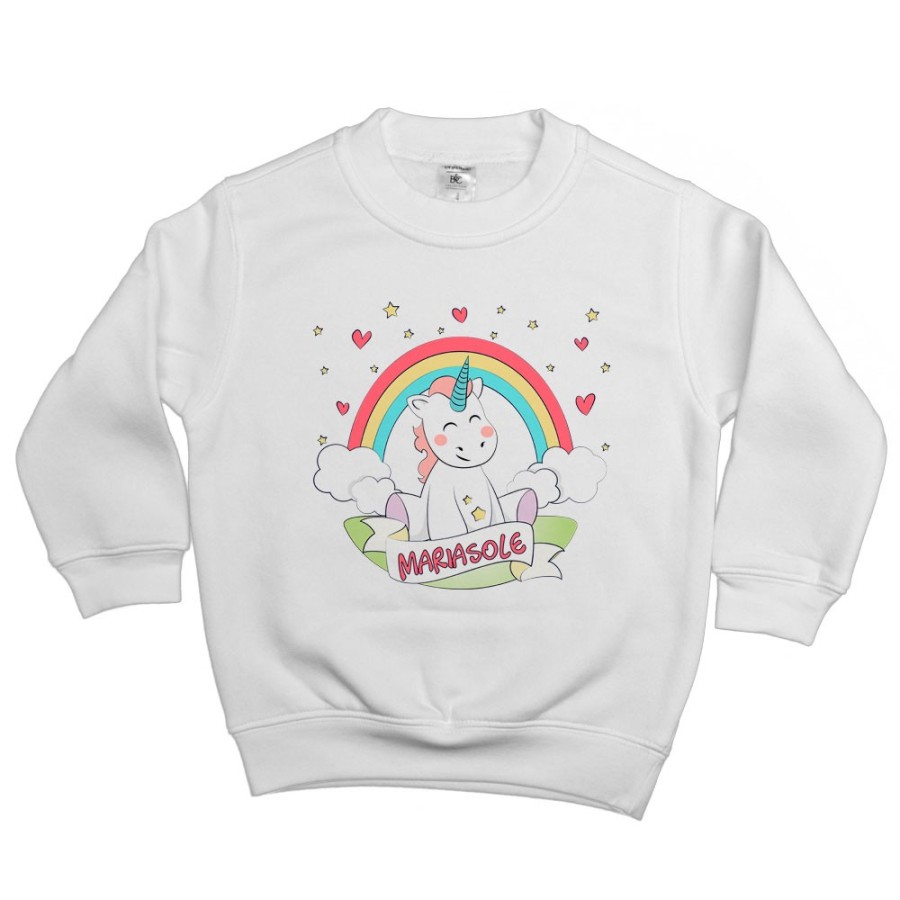 Felpa bambino personalizzata con nome piccolo unicorno Unicorni