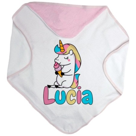 Accappatoio neonato personalizzato con nome unicorno con...