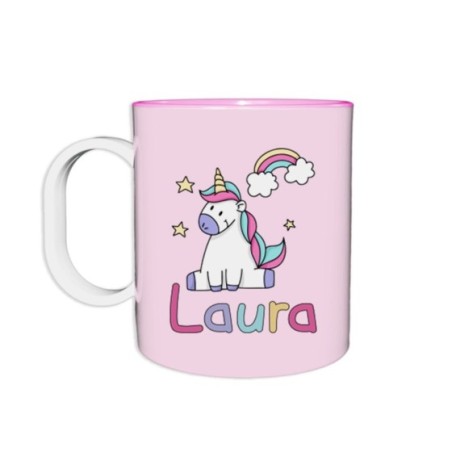 Tazza in plastica personalizzata con nome unicorno con...