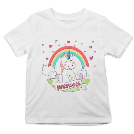 T-shirt bambino personalizzata con nome piccolo unicorno