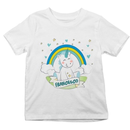 T-shirt bambino personalizzata con nome piccolo unicorno Unicorni