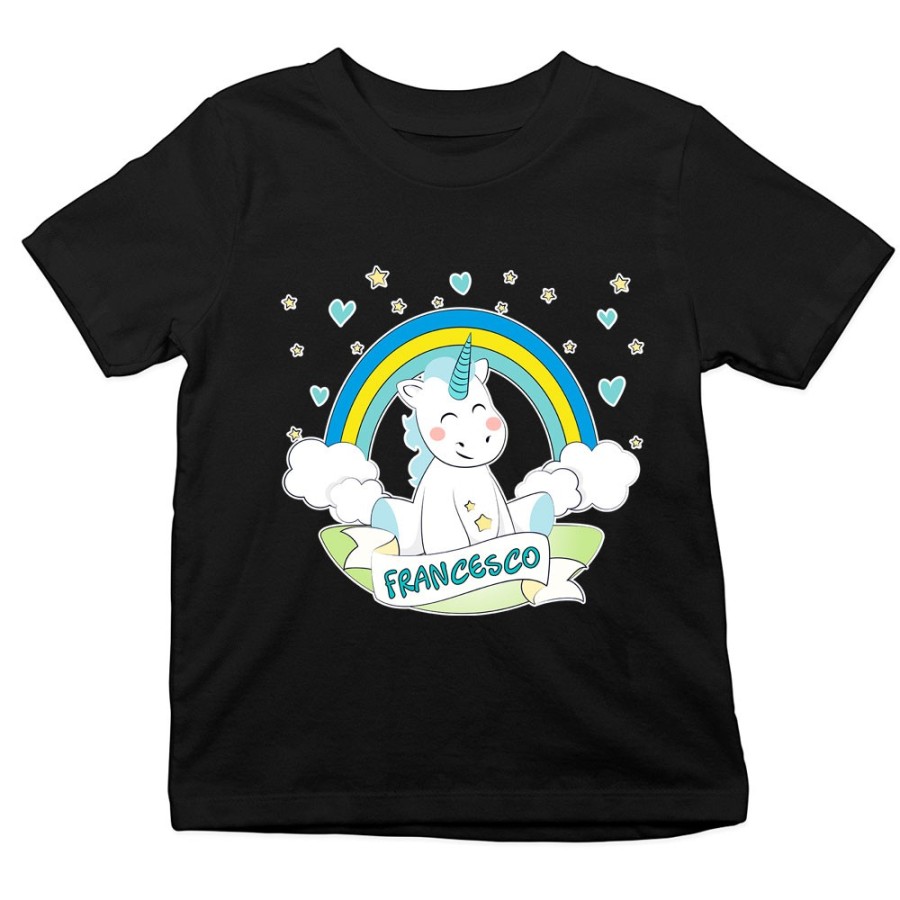 T-shirt bambino personalizzata con nome piccolo unicorno Unicorni