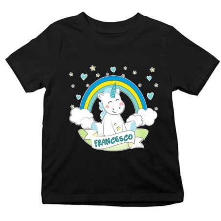 T-shirt bambino personalizzata con nome piccolo unicorno Unicorni