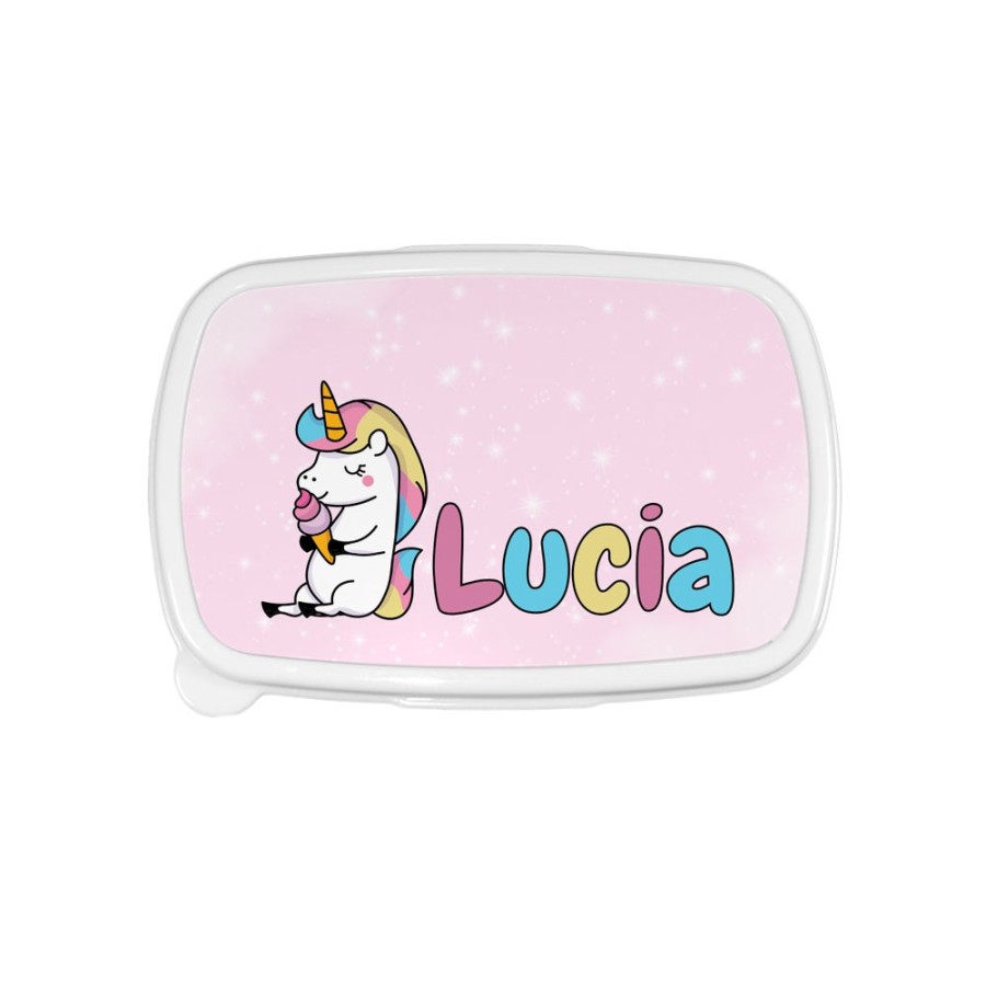 Porta pranzo personalizzato con nome unicorno con gelato Unicorni