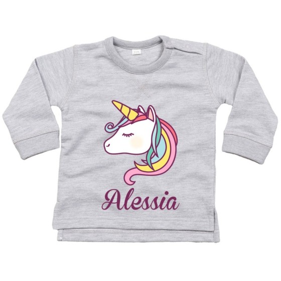 Felpa neonato personalizzata con nome unicorno magico Unicorni