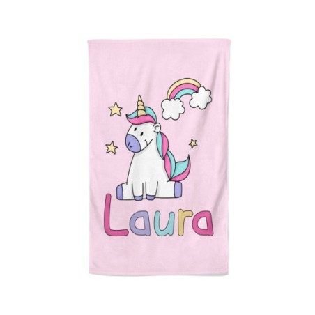 Asciugamani personalizzato con nome unicorno con...