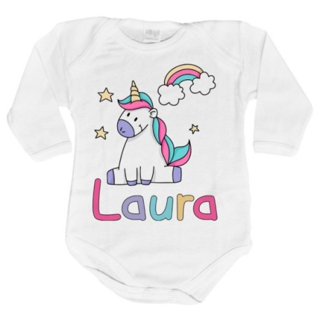 Body neonato personalizzato con nome unicorno con...