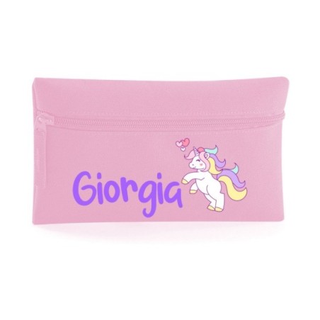 Astuccio personalizzato con nome unicorno con cuoricini