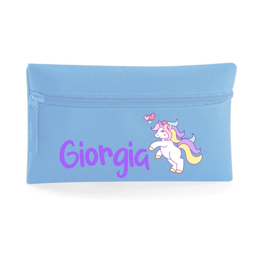 Astuccio personalizzato con nome unicorno con cuoricini Unicorni