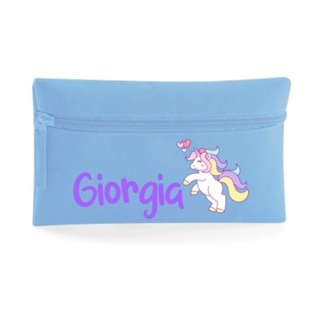 Astuccio personalizzato con nome unicorno con cuoricini Unicorni