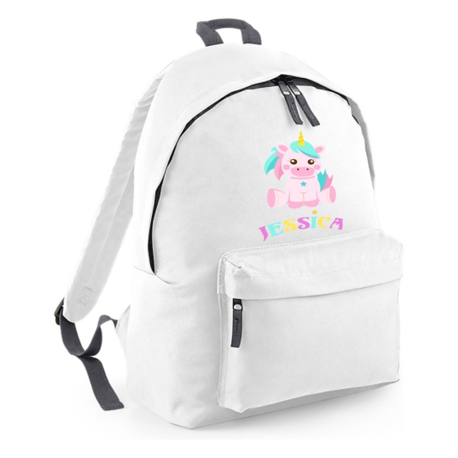 Zaino personalizzato con nome baby unicorno con arcobaleno Unicorni