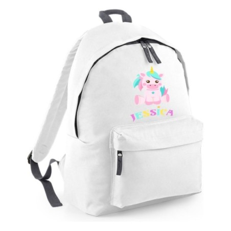 Zaino personalizzato con nome baby unicorno con arcobaleno Unicorni