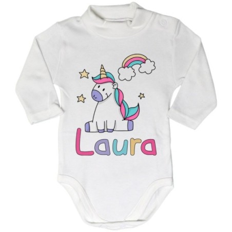Body lupetto neonato personalizzato con nome unicorno con...