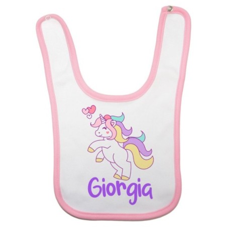 Bavaglino neonato personalizzato con nome unicorno con...