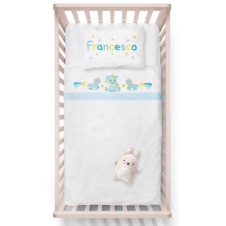 Lenzuola culletta e carrozzina personalizzato con nome baby unicorno con arcobaleno Unicorni
