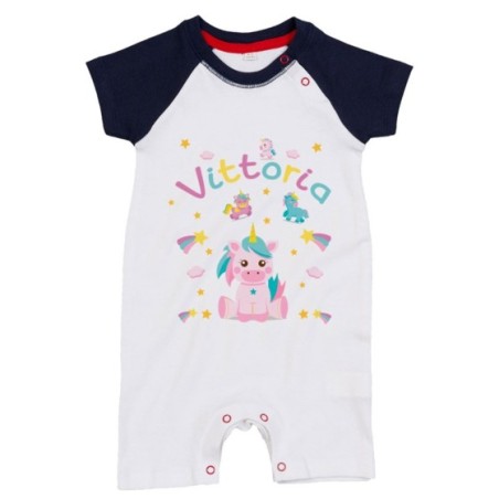 Pagliaccetto neonato personalizzato con nome baby unicorno con arcobaleno Unicorni