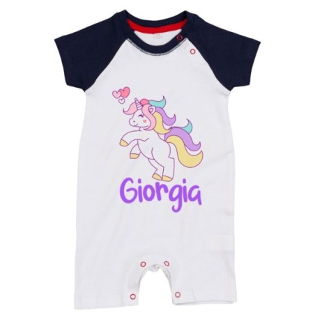 Pagliaccetto neonato personalizzato con nome unicorno con...