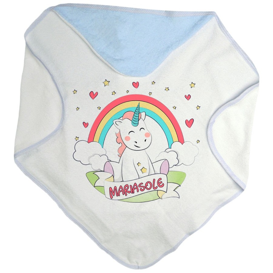 Accappatoio neonato personalizzato con nome piccolo unicorno Unicorni