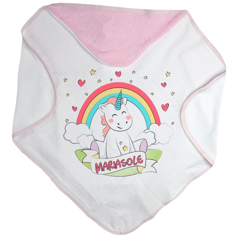 Accappatoio neonato personalizzato con nome piccolo unicorno Unicorni