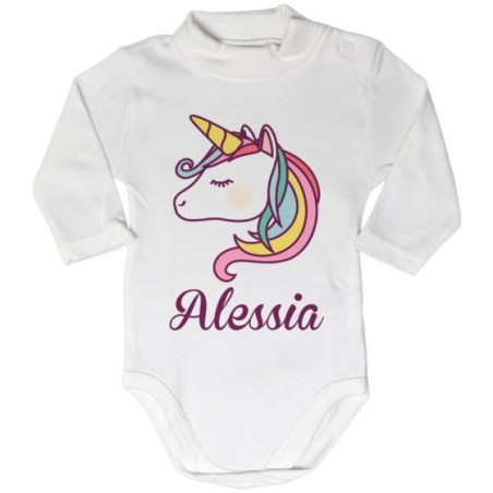 Body lupetto neonato personalizzato con nome unicorno magico