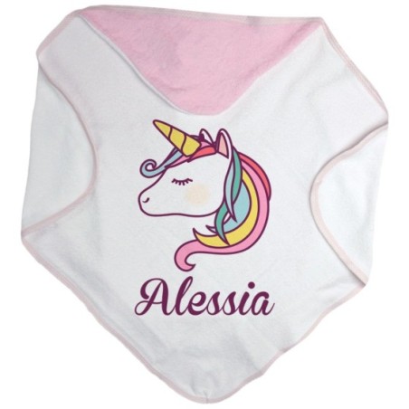 Accappatoio neonato personalizzato con nome unicorno magico