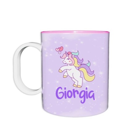 Tazza in plastica personalizzata con nome unicorno con...