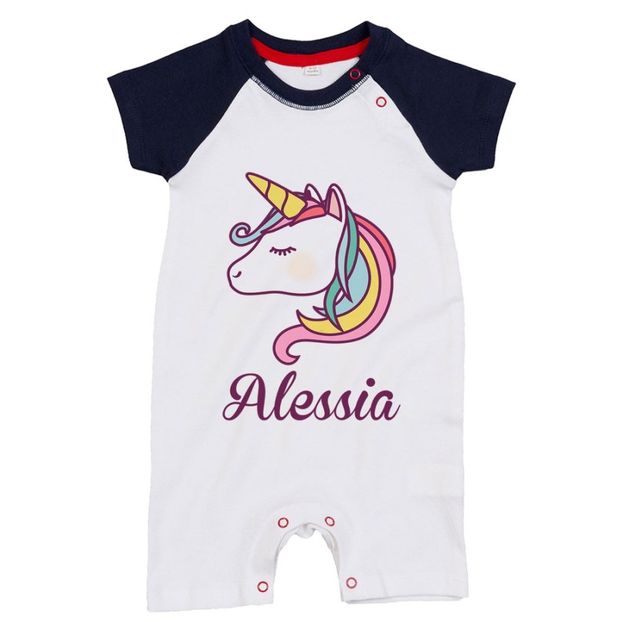 Pagliaccetto neonato personalizzato con nome unicorno magico Unicorni