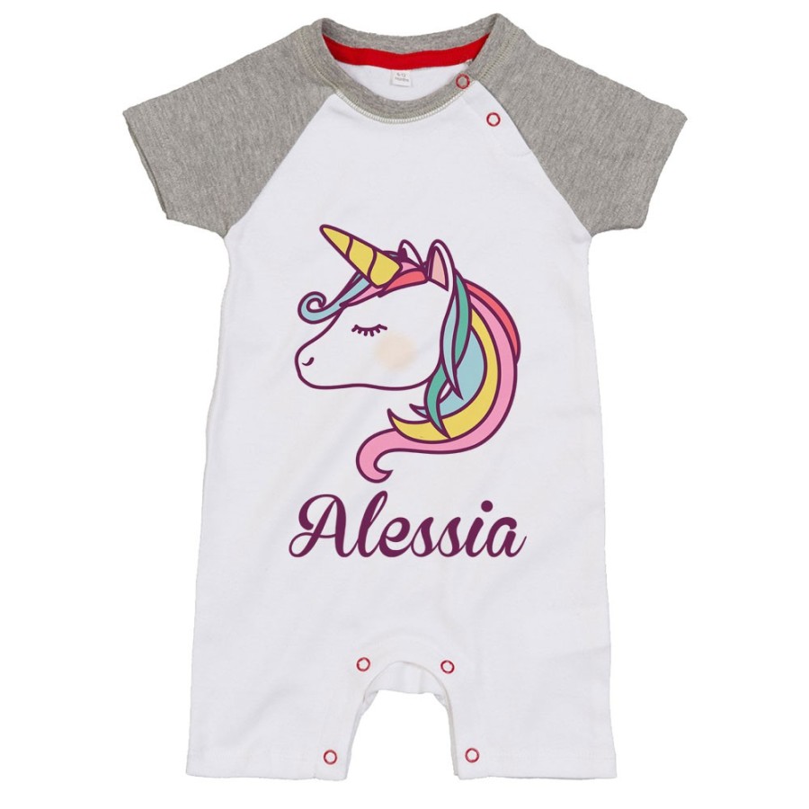 Pagliaccetto neonato personalizzato con nome unicorno magico Unicorni
