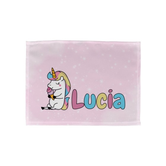 Tovaglietta personalizzata con nome unicorno con gelato Unicorni