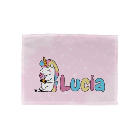 Tovaglietta personalizzata con nome unicorno con gelato
