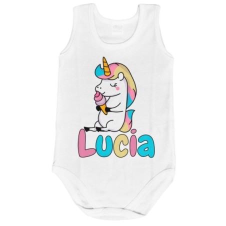 Body neonato personalizzato con nome unicorno con gelato