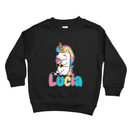 Felpa bambino personalizzata con nome unicorno con gelato