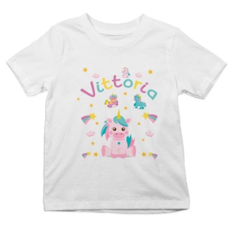 T-shirt bambino personalizzata con nome baby unicorno con...