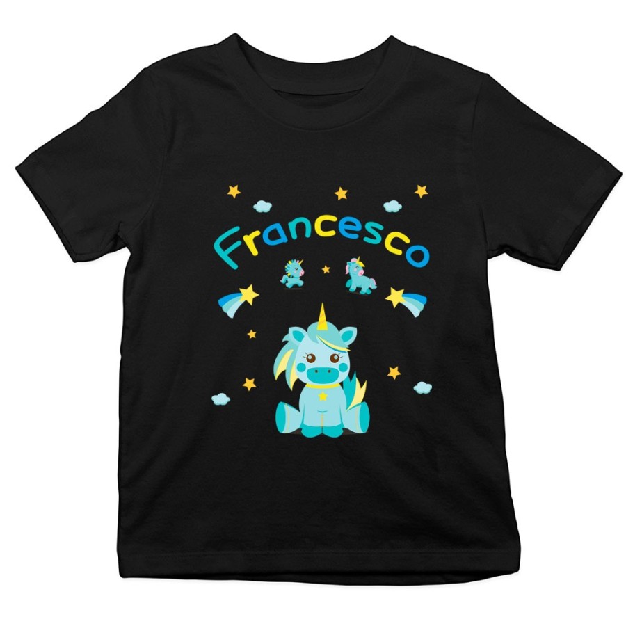 T-shirt bambino personalizzata con nome baby unicorno con arcobaleno Unicorni