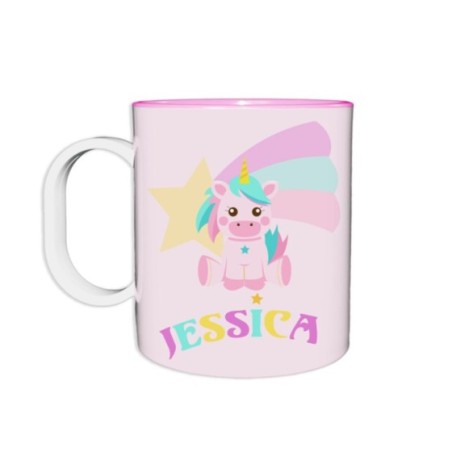 Tazza in plastica personalizzata con nome baby unicorno...